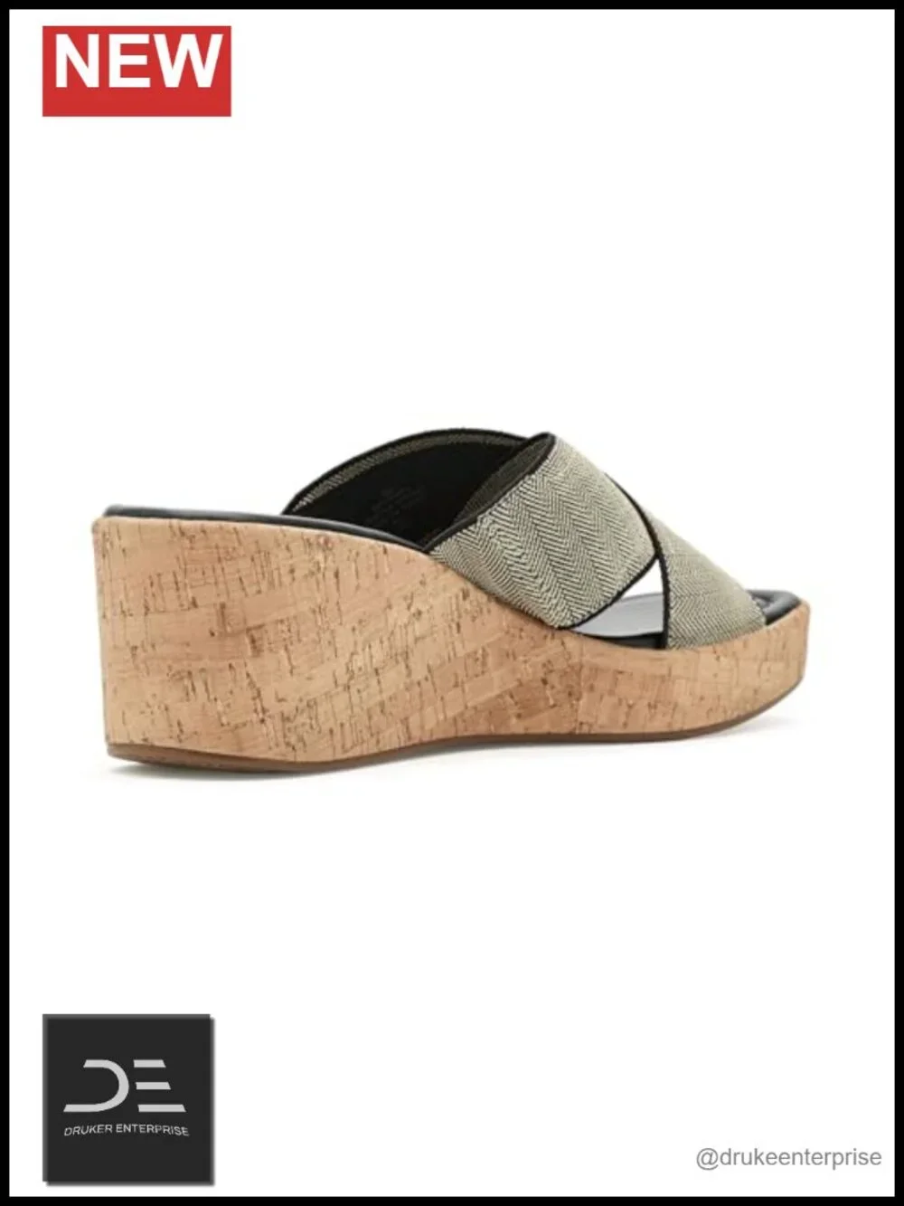 Women's Slip-On Square Toe Canvas Wedge Sandals with Cushioned Insole